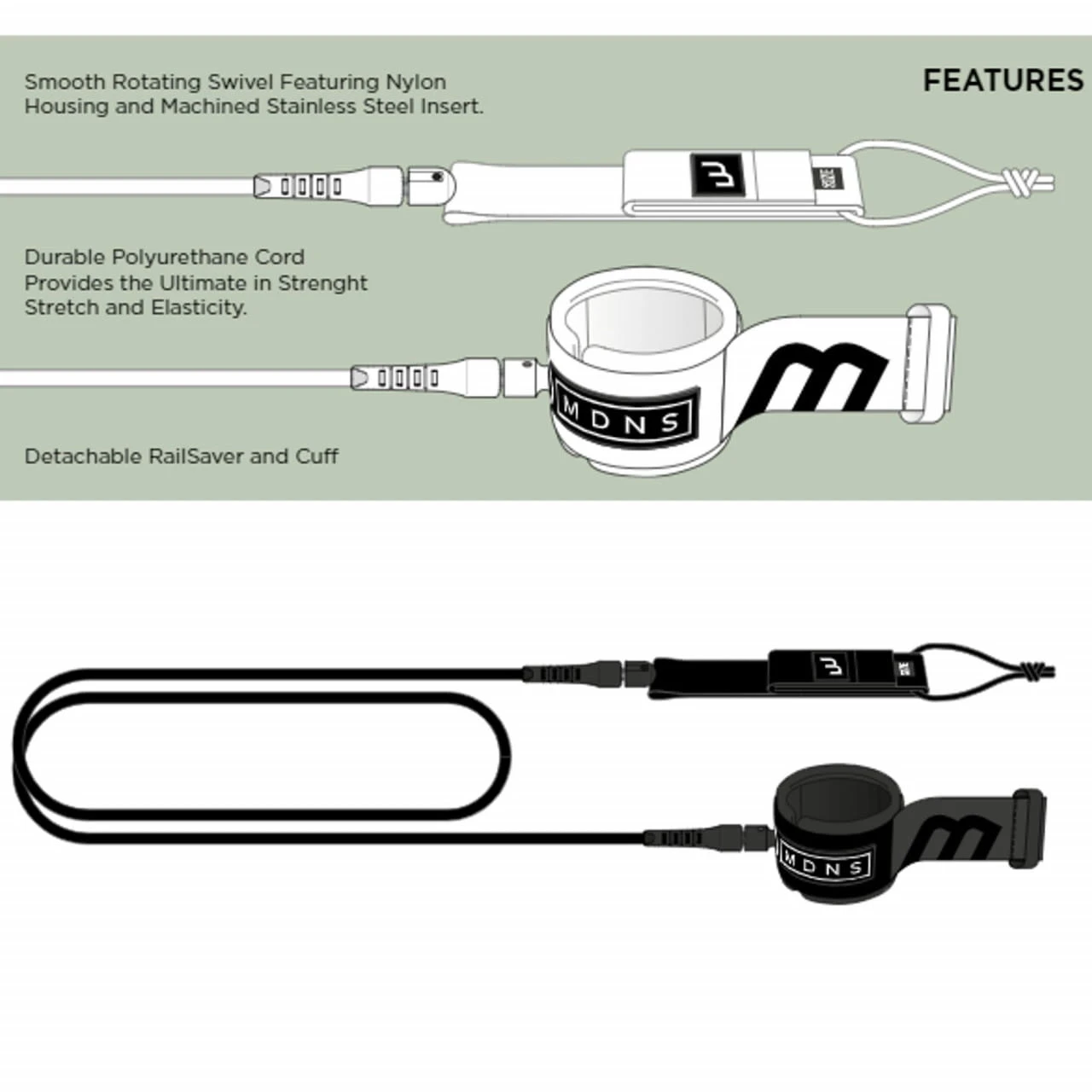 MDNS Knie Leash 9'0 Surfboard 2 MDNS Knie Leash 9'0 Surfboard - Image 2